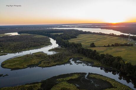 aerial photo of march and winding river